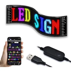 Programmable LED Sign - 19" x 5"  APP Controlled LED Advertising Display,Flexible Scrolling Sign with USB,Full Color,High Brightness,IP65 ,Multi-Task Loop,for Festival Bar Store