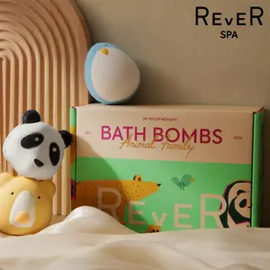Rever Spa Three Pack Animal Bath Bomb Set Handmade with Organic Ingredients & Essential Oils for Parents and Family Time