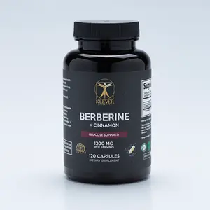 Klever Lifestyle Berberine + Cinnamon Supplement, Natural Compound, Gluten Free, Vegan, Glucose Support, Healthcare, Healthy - 120 capsules - 1200MG per serving