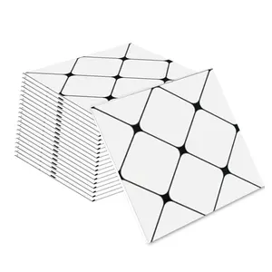 22pcs/black and white plaid imitation tile wall sticker, self-adhesive cut kitchen decorative panel, oil-proof aluminum plastic panel, suitable for office, living room and bathroom renovation, removable waterproof