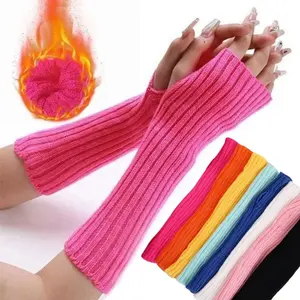 Long Fingerless Gloves Women Winter Arm Warmer Knitted Arm Sleeve Fashion Casual Soft Girls Clothes Punk Gothic Gloves