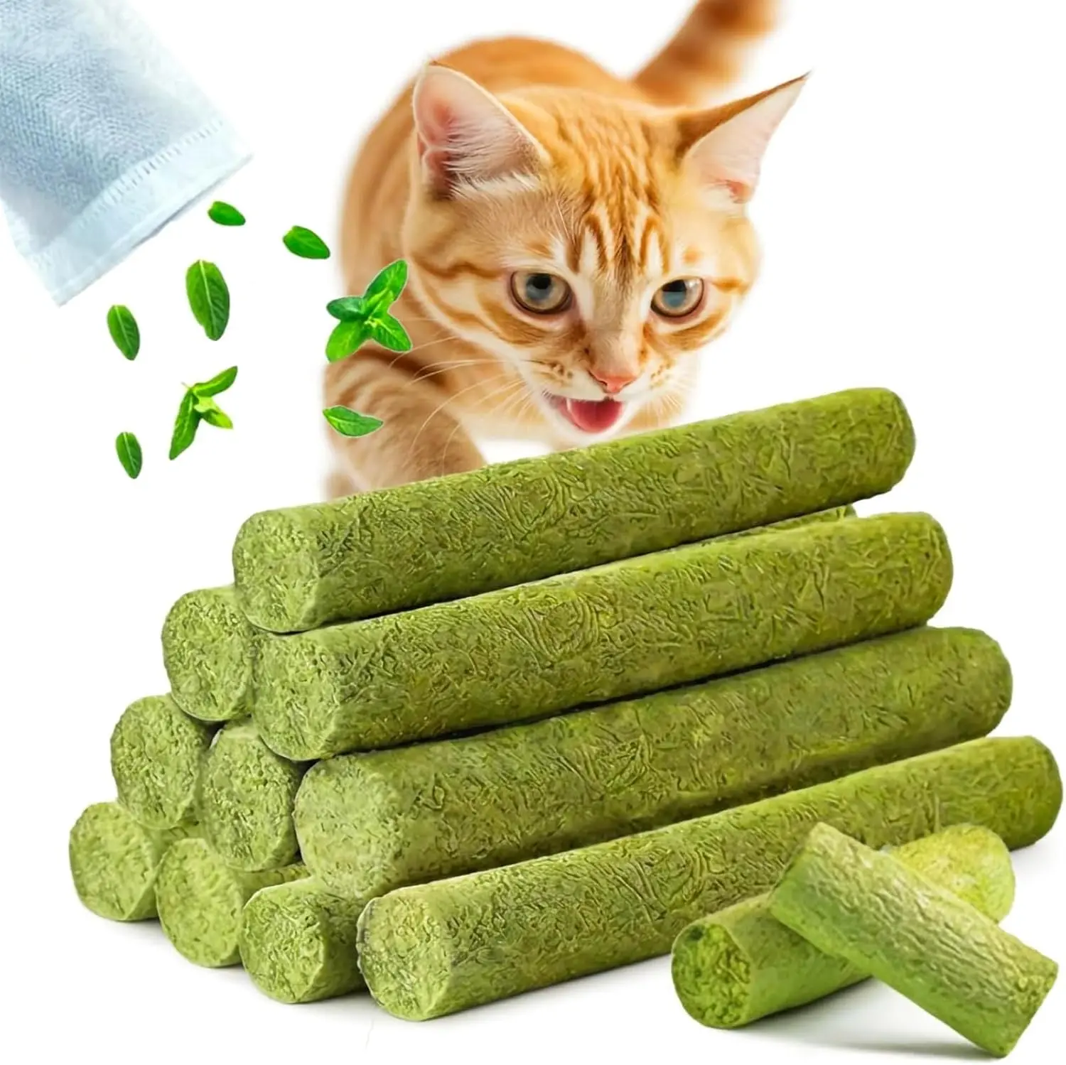 GREMBEB Cat Grass Teething Stick Cats Treat Cat Grass Teething Stick Kitten Toy Catnip Toys for Hairball Removal Freeze Dried Chew Dental Food for Indoor Kitty Lickable Edible Snack for Eliminate Fur Digestion