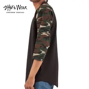 SHAKAWEAR Men's Casual 3/4 Sleeve T Shirts Casual Baseball Raglan Tee Baseball Jersey Classic Cotton Tee Shirt Hip Hop Harem LA Streetwear Shaka Wear