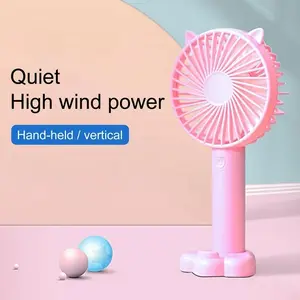 Portable mini handheld fan kawaii kitty ears USB rechargeable 3 speed powerful settings