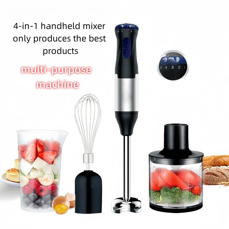 Electric immersion handheld mixer, portable stick mixer with 5 mixing speeds, and a meat grinder with stainless steel blades, suitable for meat, vegetables, fruits, and baby food
