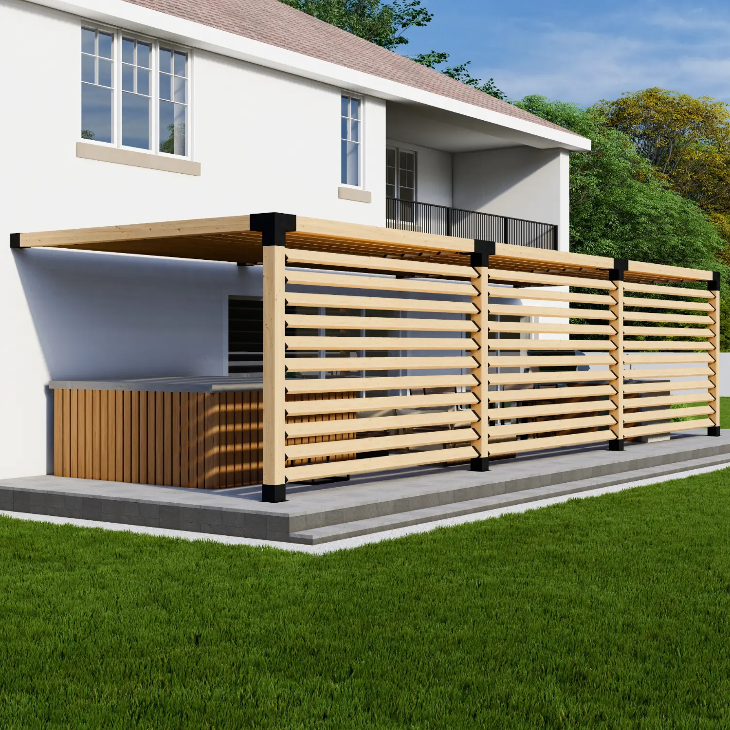 Attached Modern Pergola Kit Attached Modern Pergola Kit