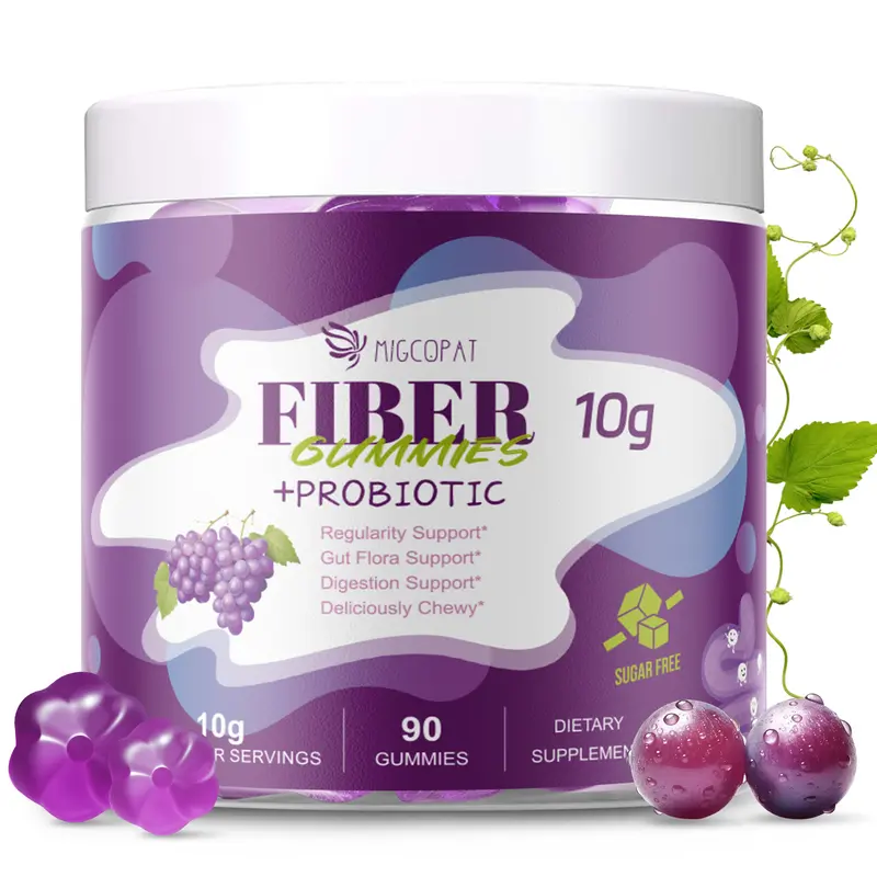 3in1 Prebiotic Probiotic Blend Gummies - Edible Dietary Supplement with Postbiotics, VC, ACV + Fiber Blend, Grape Fiber - Sugar Free Daily Gut Care Simple, Bloating Relief, Digestive Health - Gluten-Free, Vegan, Non-GMO - Back to School