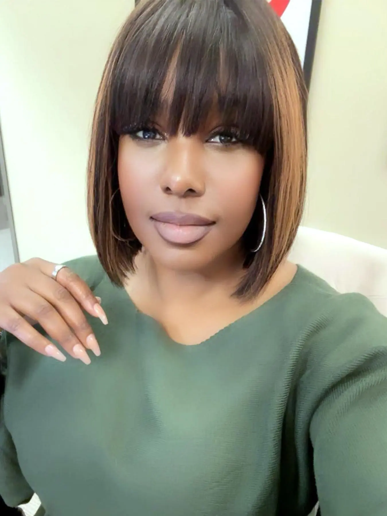 14.4 Inch Short Straight Bob Wigs for Women, Natural Fluffy Hair Wigs with Bangs, Synthetic Material Wigs for Cosplay & Costume Party, Daily Hairstyle Ideas, Fun Wigs, Natural Looking Wig