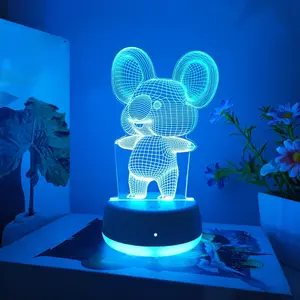 Modern Creative Koala Shape 3D Night Light, Touch Switch Seven Colors Change, USB Powered, Ideal Gift for Family & Friends