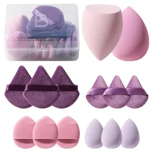 Triangle Puff 14 Pcs for Liquid, Cream, and Powder, Multi-colored Makeup Sponges and Mini Sponge with Case