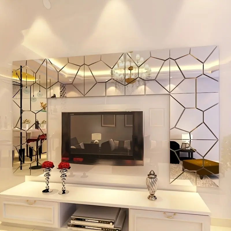 Fashionable 3D Acrylic Mirror Wall Sticker, Self Adhesive Stickers, Adhesive Decals, Removable, Reflective, Decorative, Easy Installation, Space-Saving Design, Perfect Home & Office Decor, Living Room Wall Decor, Universal Room Decoration