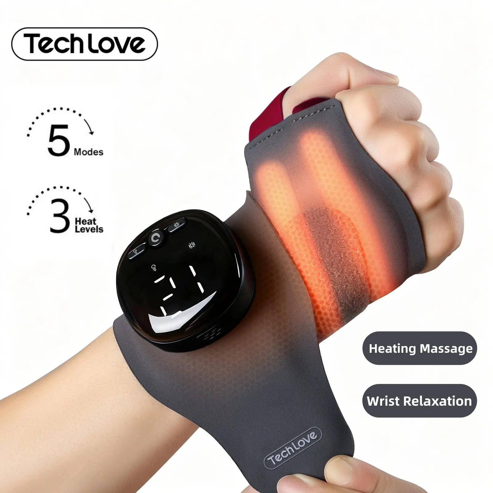 TECH LOVE Upgraded Hand Massager Wristband with Heat – Portable