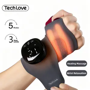 TECH LOVE Upgraded Hand Massager Wristband with Heat – Portable Cordless Hand & Wrist Pain Relief, 5 Modes 9 Levels, for Carpal Tunnel, Arthritis, and Hand Relaxation, Perfect Gift for Men & Women Adjustable Lightweight