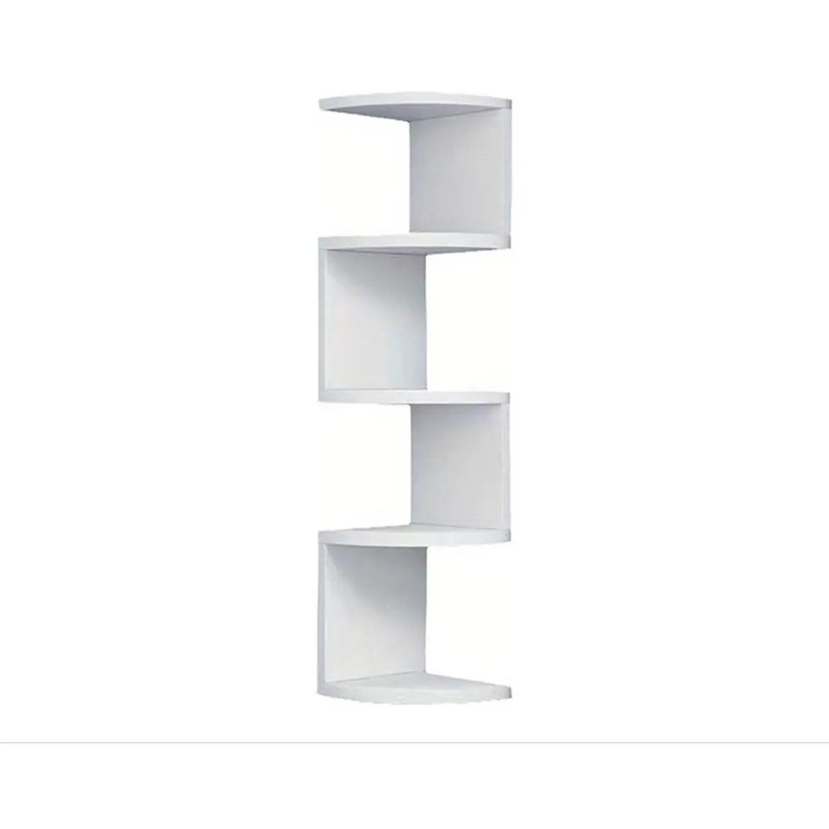 Modern 5-Tier PVC Zigzag Wall-Mounted Shelf White Finish for Books Plants Photos Decorations Small Accessories Space-Saving Vertical Design