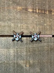 Baseball Diamond Wood Stud Earrings – Lightweight Sports Earrings – Nickel Free Posts