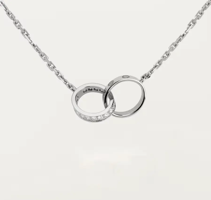 Pre-owned Cartier LOVE Pendant Necklace White Gold, Half Paved Interlocking, Non Full Set