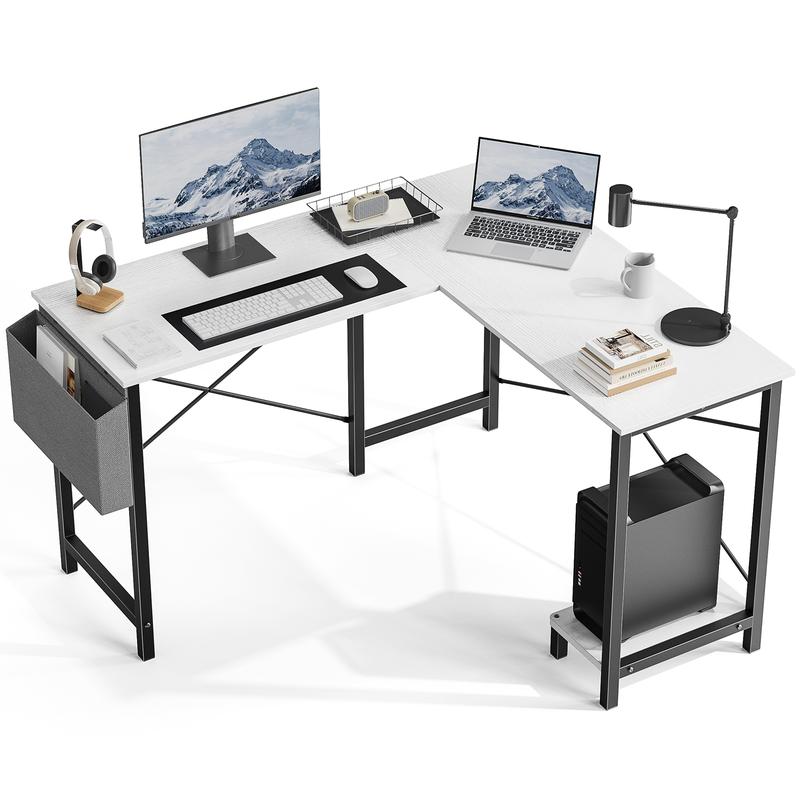 L Shaped Desk - Computer Desk Corner Desks Gaming  PC Table with CPU Stand Side Bag for Home Office Dorm Sturdy Writing Workstation