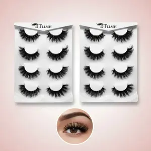 Dense Curled False Eyelashes Bundle, 8 Pairs 17mm Thin Black Lashes with Non-Toxic Solid Form for Party Eye Tail Extension