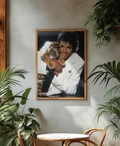 Michael Jackson Poster  King of Pop Wall Art  Vintage Celebrity Print  MJ Tiger Cub Photo  80s Pop Culture Decor Gift