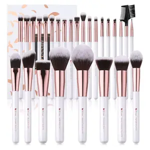 DUcare Makeup Brushes Set Professional 27Pcs Makeup Brushes Premium Synthetic Kabuki Foundation Blending Face Powder Blush Concealers Eye Shadows Make Up Brushes Kit White