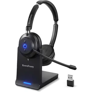 Rownfusny R02P Bluetooth Wireless Headset With Mic, USB Dongle & Charging Base