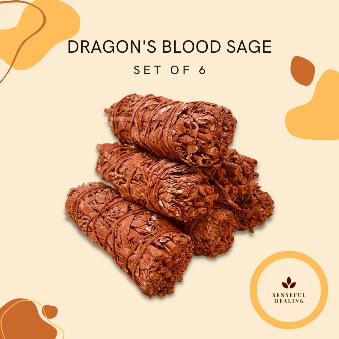6-Pack Dragon's Blood Sage Dried Bundles Incense - Scented Home Supplies, Smudging Tool for Room Aromatherapy, Spiritual Energy Work Aid for Spiritual Practitioners
