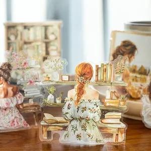 Vintage Girl Pattern Sticker, 20pcs/set Scrapbooking & Journal Making Material Paper, DIY Decorative Sticker for Stationery Computer Water Bottle