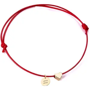 Constellation Bracelet for Women Handmade Braided Rope Round Disc Coin Zodiac Bracelet Charm Fashion Red String Friendship Bracelet Jewelry
