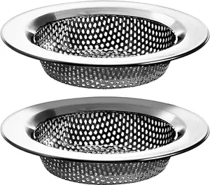 2 Pack - 4.5" Top / 3" Basket - Kitchen Sink Drain Strainer Large Basket Food Catcher. Stainless Steel