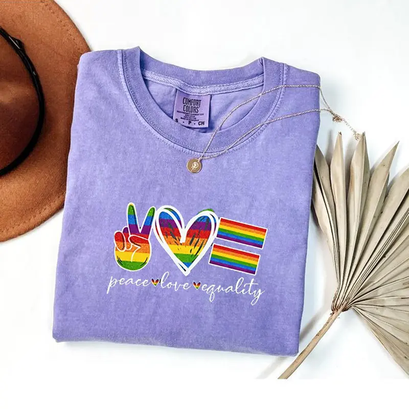 Comfort Colors Peace Love Equality Shirt, Pride Rainbow Shirt, LGBTQ Shirt, Pride Month Gift, Support LGBT