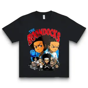 [100% Cotton] 1Pc The Boondocks Animated Characters Print T-Shirt For Men, Women, And Couples - Ultra-Soft, Breathable Cotton, Moisture-Wicking Crew Neck Tee - Ideal For Casual Wear, Fitness, And Outdoor Activities - Great Christ T-Shirt For Men And Women