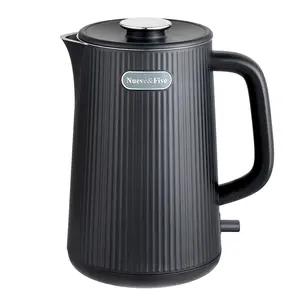 Nueve&Five 1.7L Electric KettleDouble Wall Electric Tea KettleAuto Shut Off1200W Hot Water Kettle Electric of 304 Stainless Steel-Black