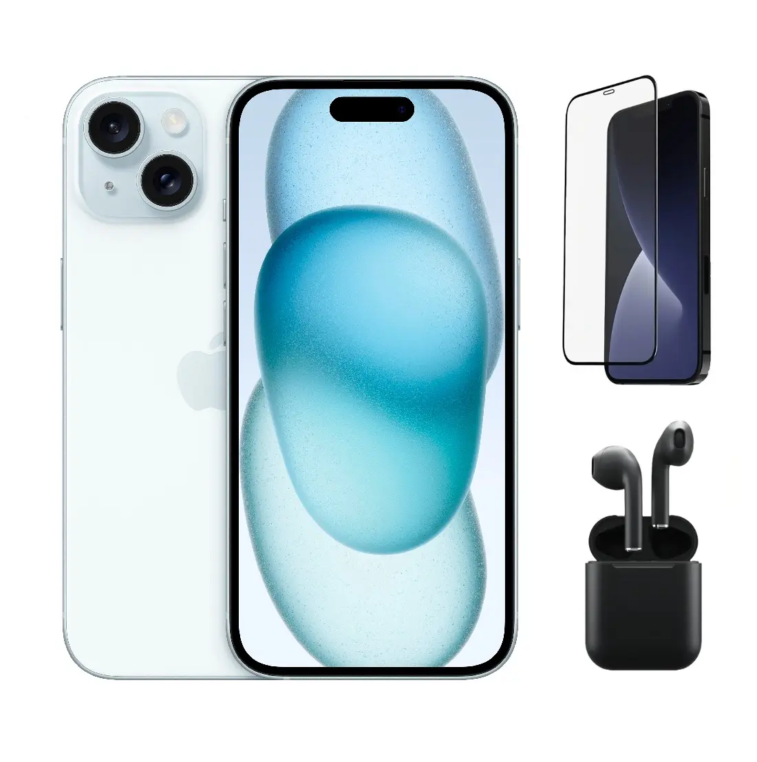Refurbished iPhone 15 (Unlocked)-Good Condition with Wireless Earbuds, Tempered Glass Screen Protector & 1 Year Warranty A2846