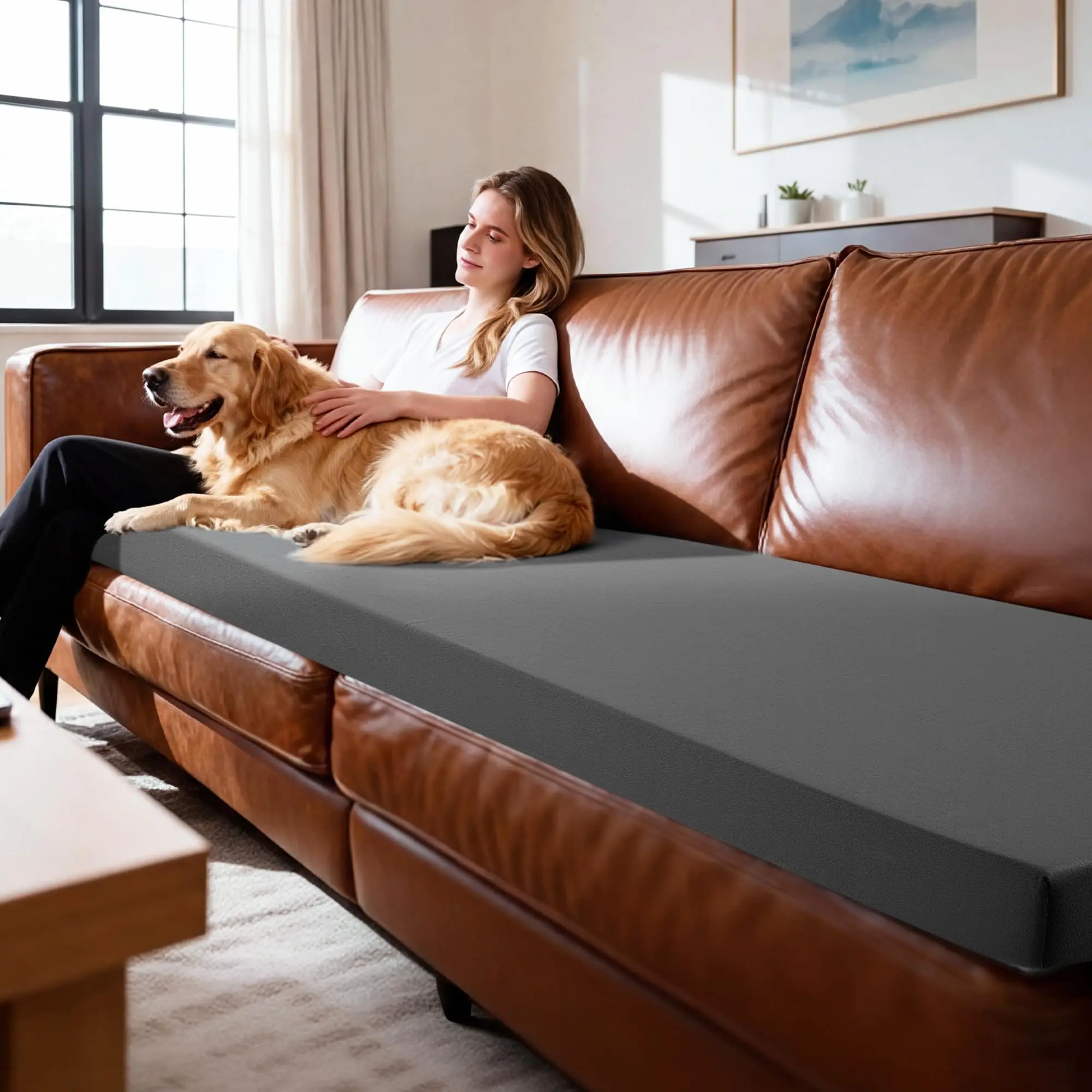 3 Inch Foam Sofa Topper Pad, Foam Couch Top Pad with Removable Washable Cover, Couch Cushion for Enhanced Comfort & Furniture Protection(71 * 27.5 * 3in)