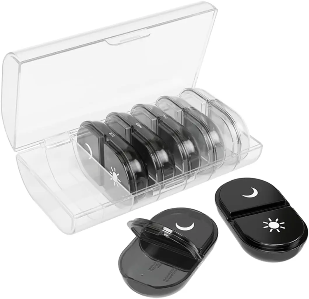 Ezy Dose® Weekly AM/PM Pill Organizer with Clear Case (Black)