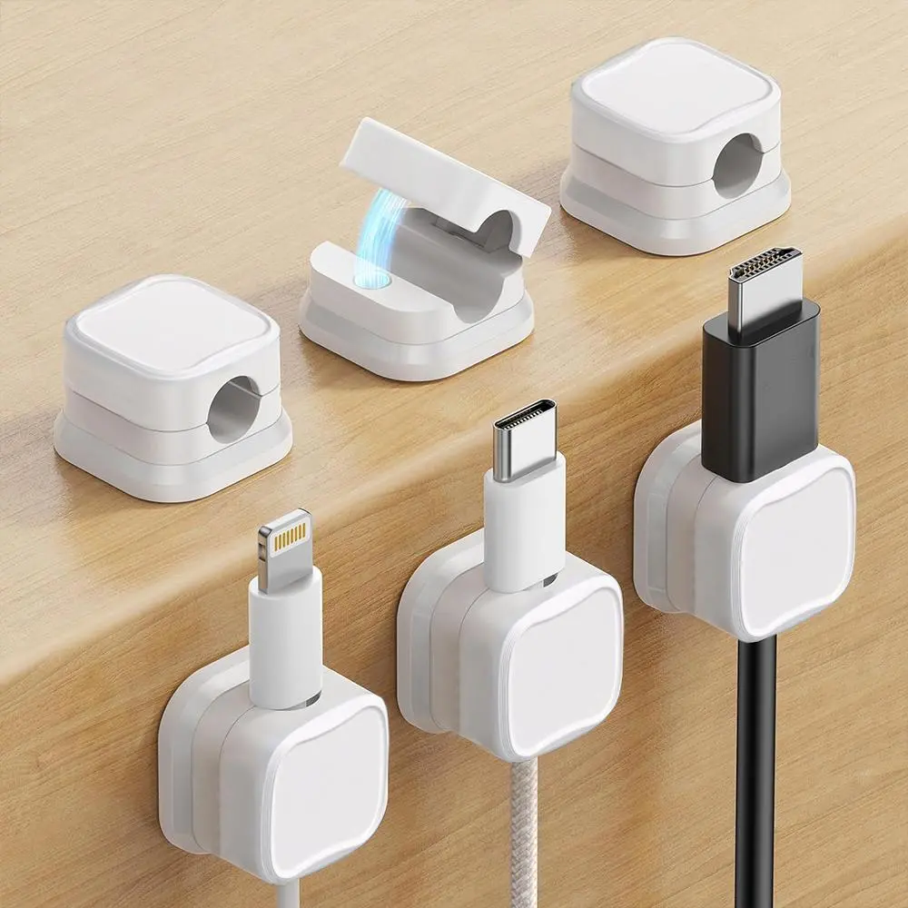 6 Pack Magnetic Cable Clips, Adjustable Cord Holder, Under Desk Cable Management, Adhesive Wire Holder for Home Office Desk Car Wall, Desk Mount, Under Desk Organizer, Multifunctional Cable Tie, Cable Organizers for Cords