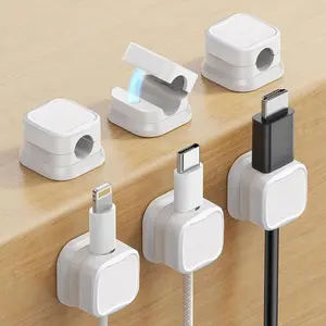 6 Pack Magnetic Cable Clips, Adjustable Cord Holder, Under Desk Cable Management, Adhesive Wire Holder for Home Office Desk Car Wall, Table Organizers