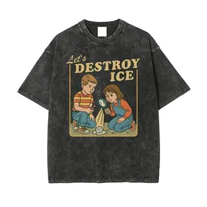 Lets Destroy ICE Shirt, Retro Protest Tee, Satirical Graphic T-Shirt, Subtle Abolish ICE Shirt, Anti ICE Tee, Oversize Unisex Washed T-Shirt for Women and Men's Unisex Fit Batik Cotton Oversize Streetwear Menswear  Super Soft Pre-Shrunk