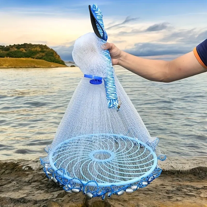 Frisbee fishing net, fly fishing, traditional fishing, hand cast net, multifunctional , durable nylon, suitable for capturing saltwater and freshwater bait, suitable for all fish, the first choice for outdoor anglers, Easter/Christmas/Father's Day gifts