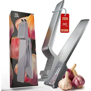 No Peeling Required, 100% Stainless Steel Garlic Press – Odor-free Cleaning, Rust Proof, Detachable Handle, Fine Mincer, 5 years Guarantee, Dishwasher safe garlic crusher tool, Moledor de ajo