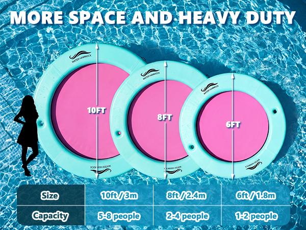 【Summervibes】Sun Chill 6FT/8FT/10FT Round Inflatable Water Hammock for Lake Beach Party, Heavy Duty Floating Dock Platform with Mesh, Fun for Adults & Kids Ages 3+, Inflatable Float Ring Raft for Pool & Lake Summer Party 【Summervibes】Sun Chill 6FT/8FT/10FT Round Inflatable Water Hammock for Lake Beach Party, Heavy Duty Floating Dock Platform with Mesh, Fun for Adults & Kids Ages 3+, Inflatable Float Ring Raft for Pool & Lake Summer Party