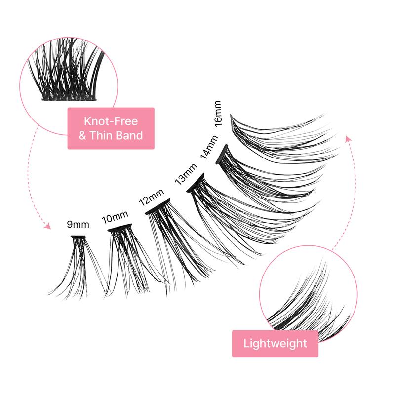 VieVie Narrow Lash Clusters 120pcs DIY Eyelash Extension Lashes, 9-16mm Mix Individual Eyelashes, Natural Look