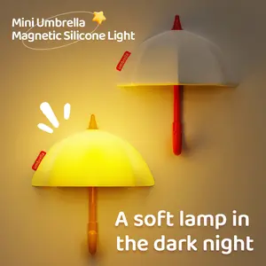 Umbrella Magnetic Silicone Night Light, 3-Level Dimmable Tap ControlLamp, Soft Glow Bedside Light, 4-8H Long-Lasting AmbientLight, USB Rechargeable Night Lamp for Bedroom, LivingRoom,-Perfect as Birthday & Wedding & GraduationPresents & Christmas Gifts