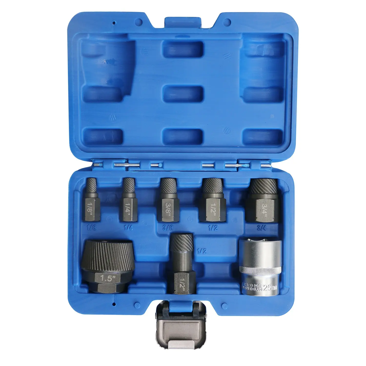 1.5" Tub Drain & Pipe Nipple Extractor Set, 8-Piece Plumbing Tools Kit with Socket - Remove Stubborn, Rusted, Broken Bathtub Drains & Shower Arms, with Solid Storage Case, Tool Sets, Plumbing Toolset