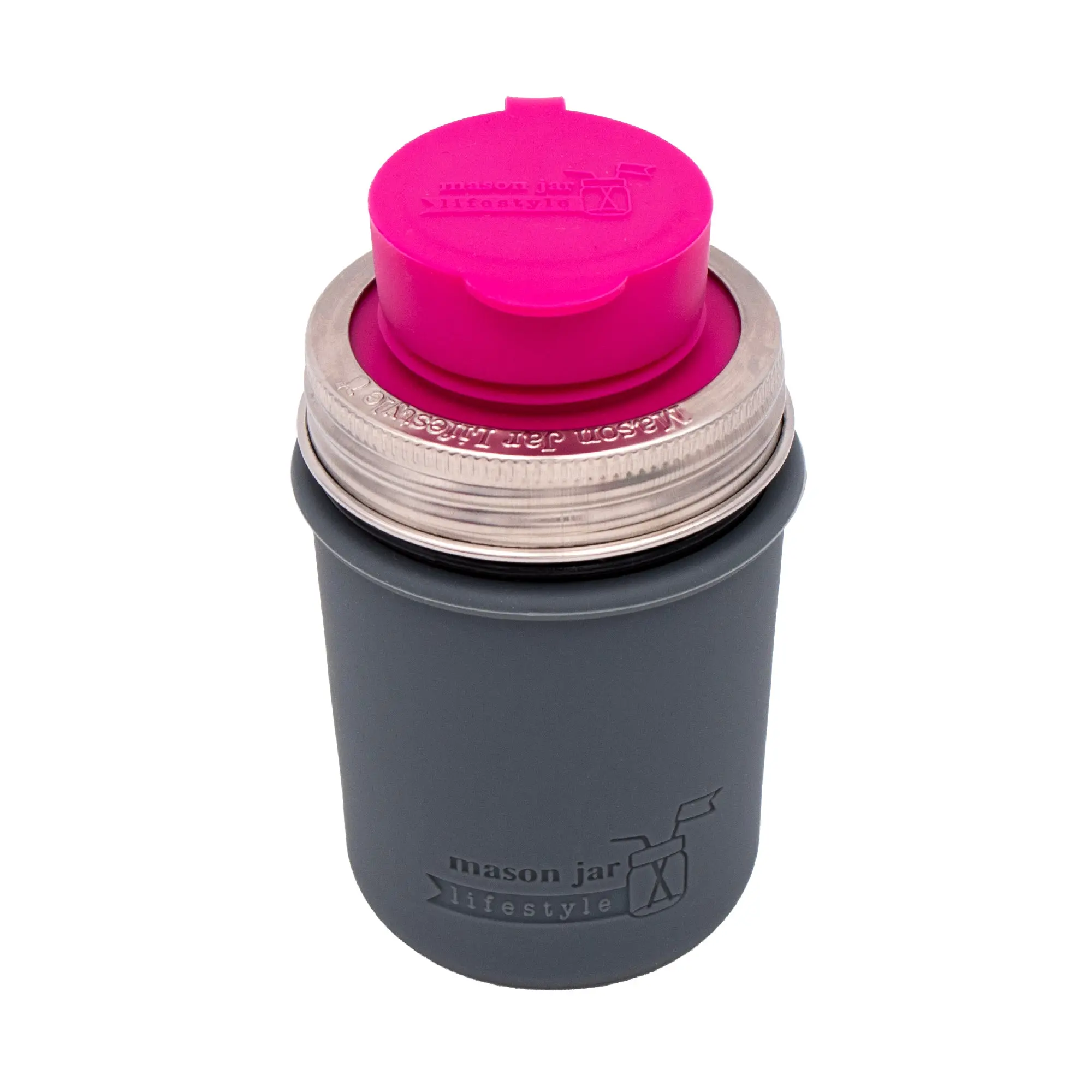 Mason Jar Lifestyle 8oz Half Pint Pop Up Sippy Glass Bottle Half Pint with Silicone Sleeve