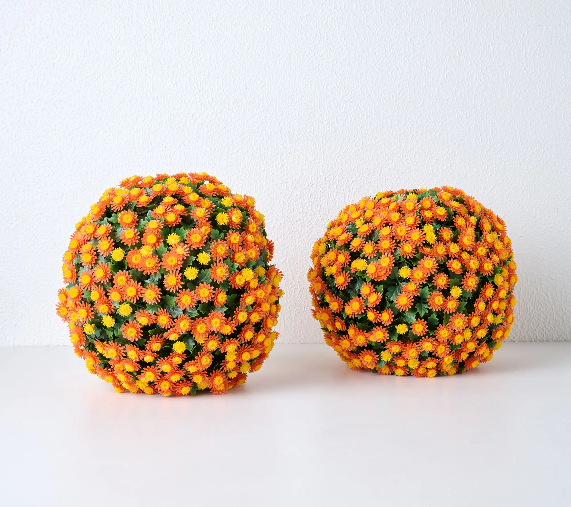 Wicker Park Set of 2 14" Indoor/Outdoor Faux Mum Spheres