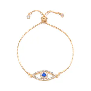 Türkiye Demon's Eye Adjustable Bracelet, European and American Vintage Blue Eye Zircon Pull-up Bracelet