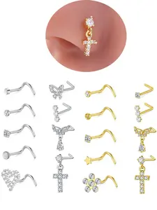 Cross & Heart Design Nose Studs, Fashionable Nose Rings, Nose Hoop for Women & Men, Casual Trendy Body Jewelry for Party, Daily Clothing Decor, Birthday Gift