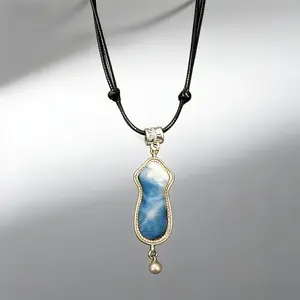 Handmade Luxury Hmong Miao Peanut Pendant |     Artisanal Tie-dye Silver Ethnic Necklace