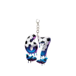 World C*p Cute Soccer Acrylic Keychain Bag Charm, Football Lover Keyring for Backpack Car Keys Wallet, Aesthetic Sport Accessory, Unique Cute Gift for Friends Kids Boys Girls